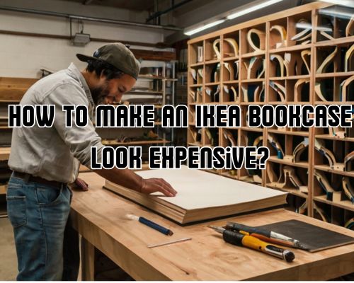 Cabinetmaker-built bookshelf with rich wood grain.