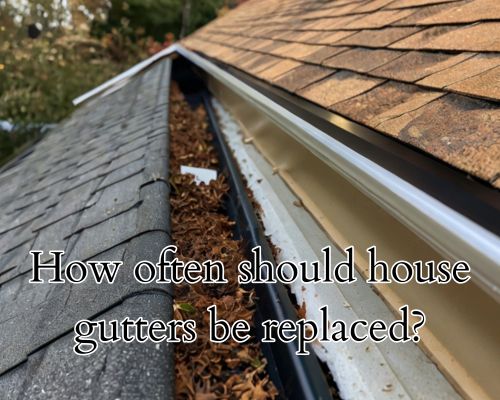 a roof gutter of a house in need for replacement